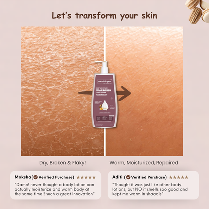 Warming Body Lotion | Ginger Oil, Vitamins, Shea butter & Active peptides | Vanilla Caramel | 400ML