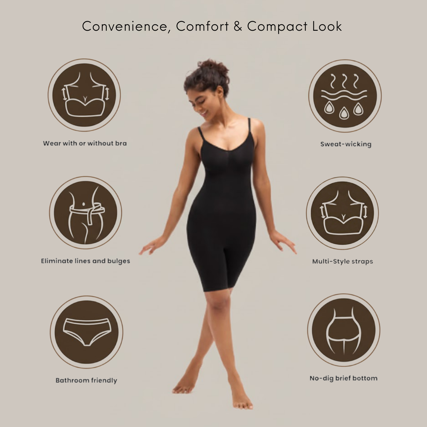 Mid-Thigh Bodysuit (Adjustable/Detachable Straps Bodyshaper)
