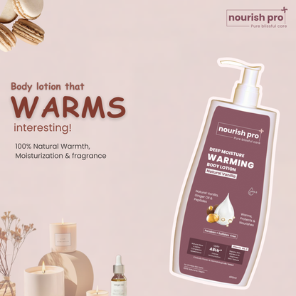 Warming Body Lotion | Ginger Oil, Vitamins, Shea butter & Active peptides | Vanilla Caramel | 400ML
