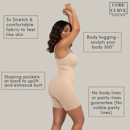 Mid-Thigh Bodysuit (Adjustable/Detachable Straps Bodyshaper)