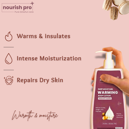 Warming Body Lotion | Ginger Oil, Vitamins, Shea butter & Active peptides | Vanilla Caramel | 400ML