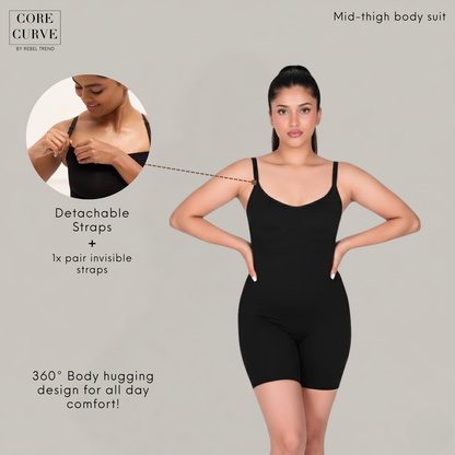 Mid-Thigh Bodysuit (Adjustable/Detachable Straps Bodyshaper)