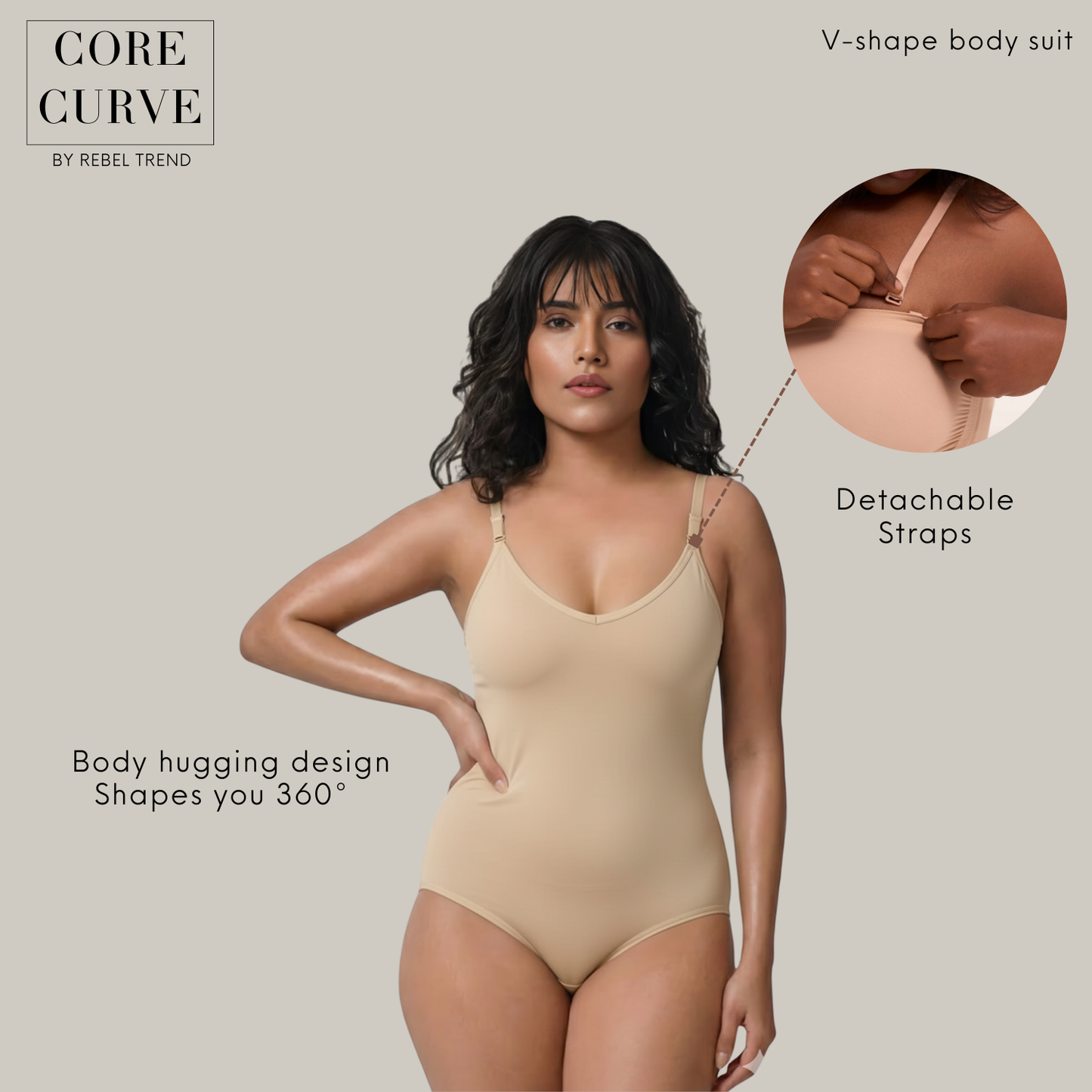 V-Shape Bodysuit (Adjustable/Detachable Straps Bodyshaper)