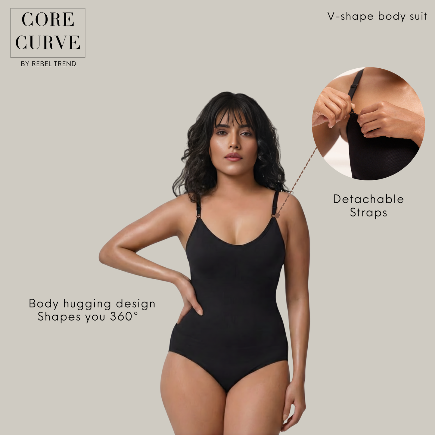 V-Shape Bodysuit (Adjustable/Detachable Straps Bodyshaper)
