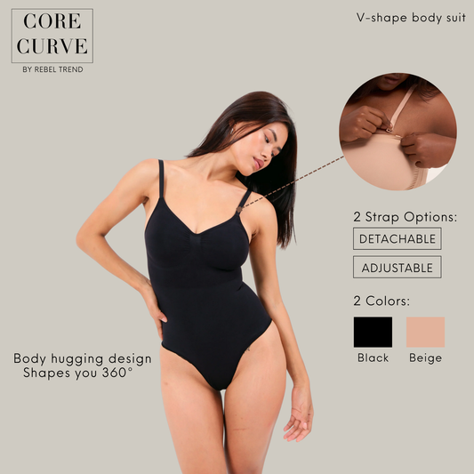 V-Shape Bodysuit (Adjustable/Detachable Straps Bodyshaper)